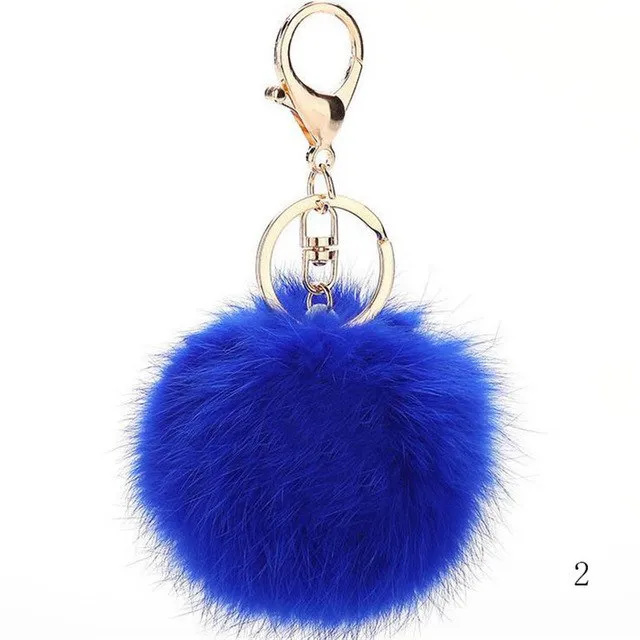 2016 Fashion 13 Colors Rabbit Fur Keychain Ball Pompom Cell Phone Car Keychain Pendant Handbag