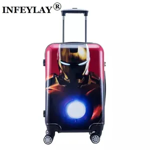 20/24Inch Cool Anime  Captain America Boy Trolley Case Travel Luggage Iron Man Rolling Suitcase