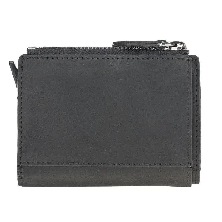 Aaron Leather Zip Mechanical Card Holder Black