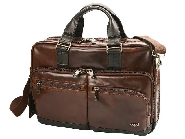 Adpel Oslo Dakota Leather Laptop Bag Brown