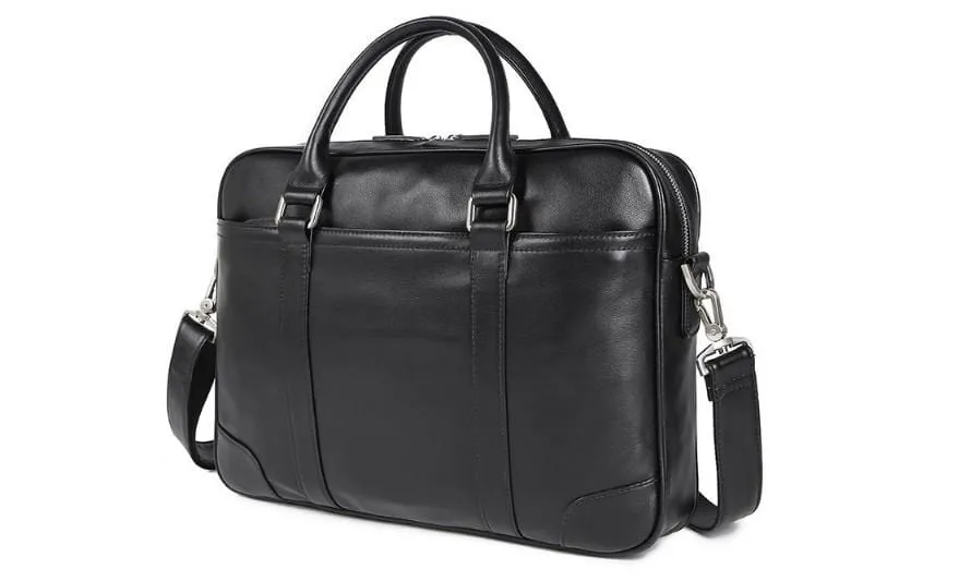 Black Leather Laptop Messenger Bags For Men