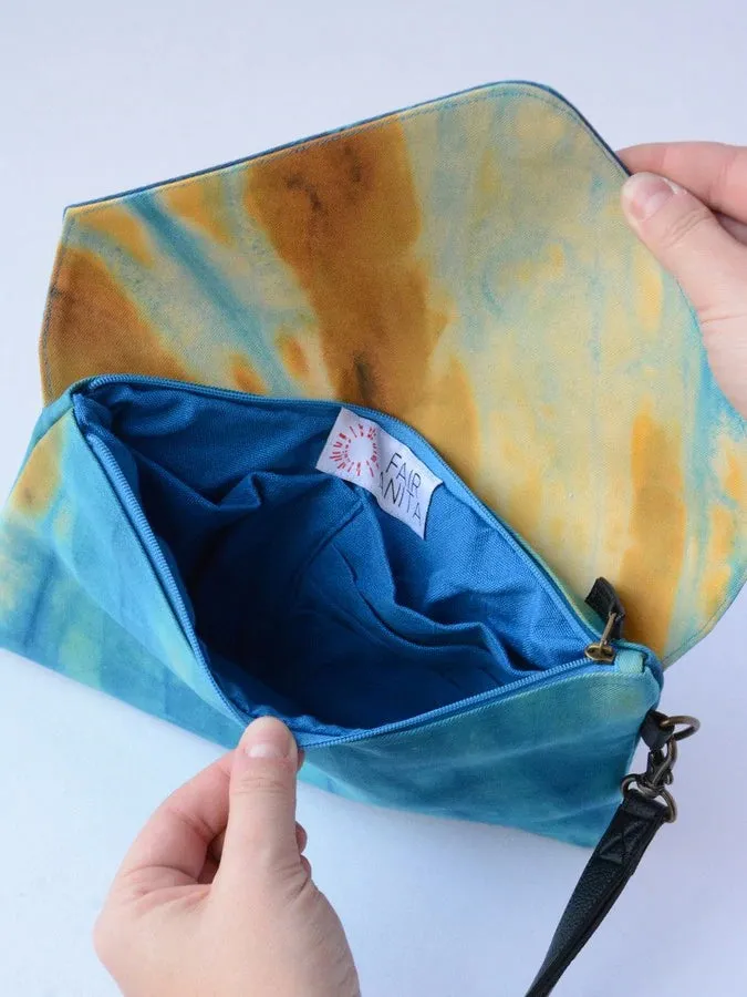 Blue and Green Tie-Dye Clutch