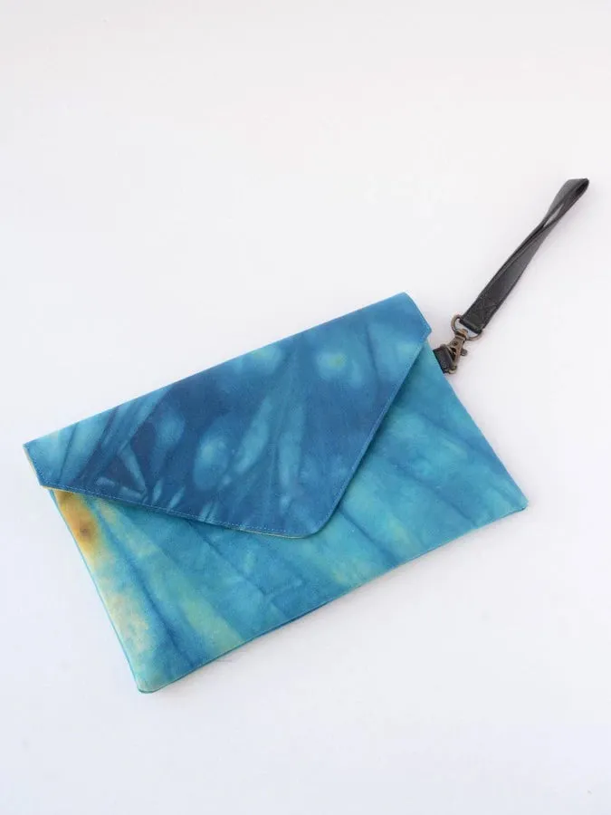 Blue and Green Tie-Dye Clutch