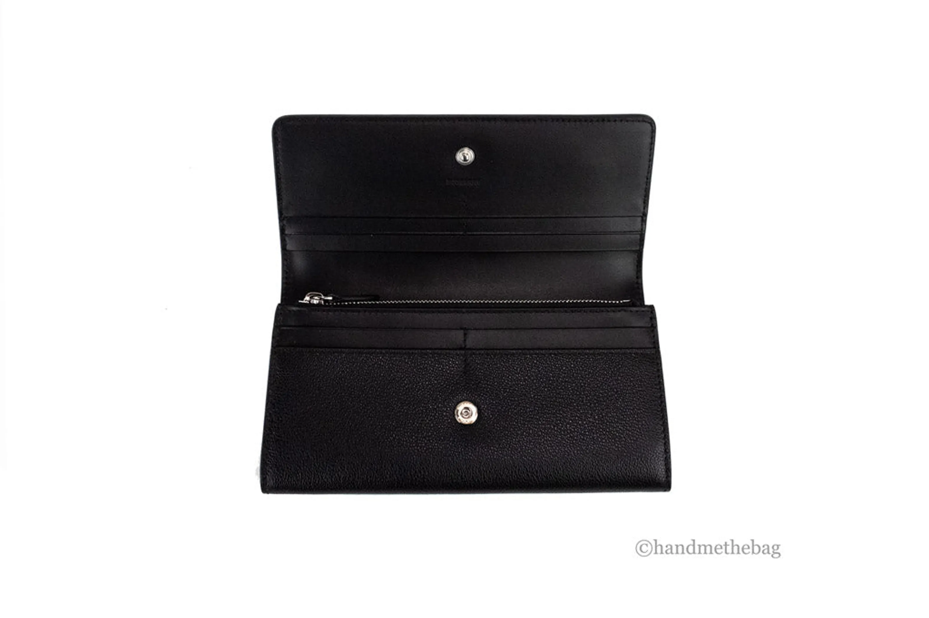 Burberry Porter Black Leather Branded Embossed Clutch Flap Wallet