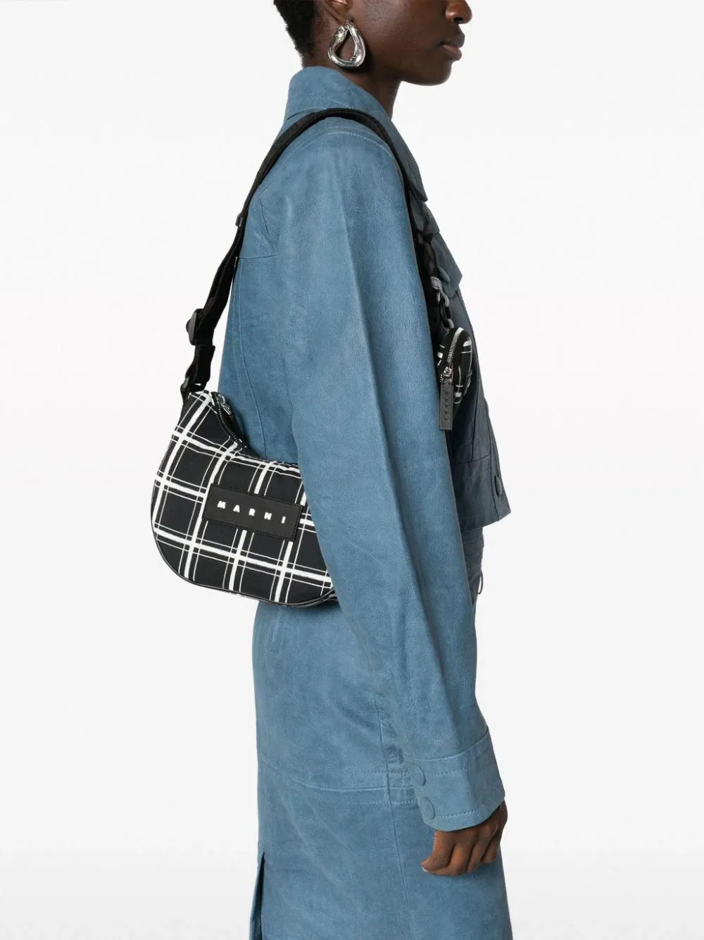 Checked Print Shoulder Bag