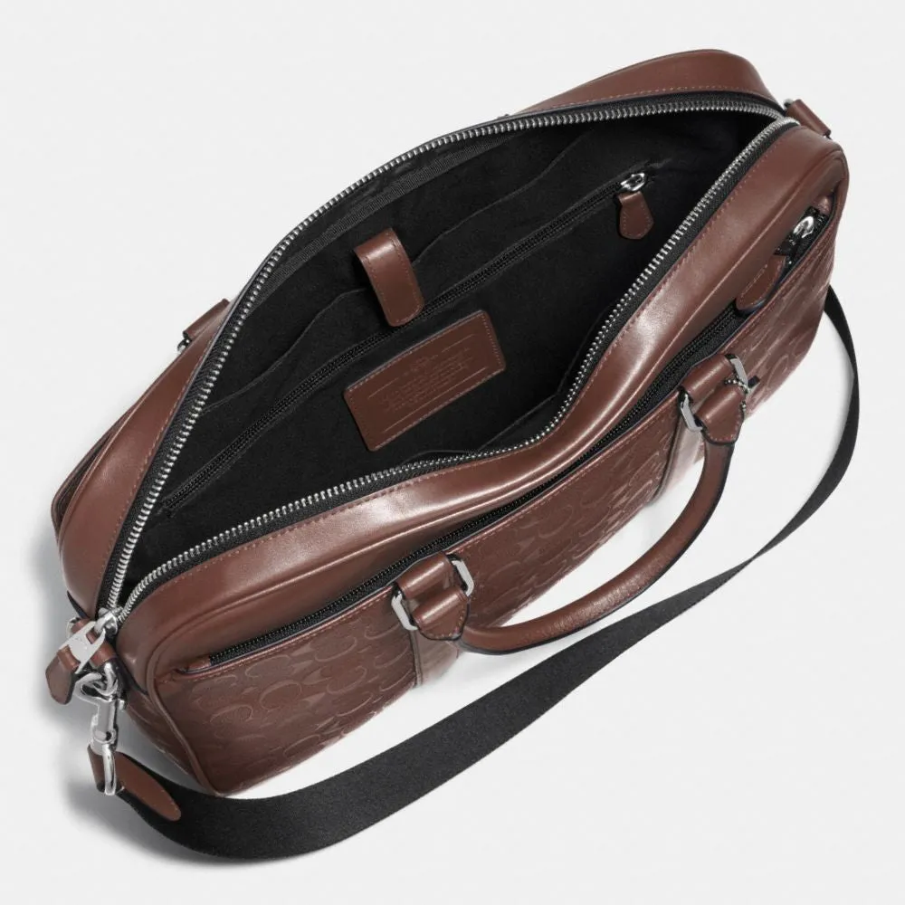 Coach PERRY COMPACT BRIEF IN SIGNATURE CROSSGRAIN LEATHER