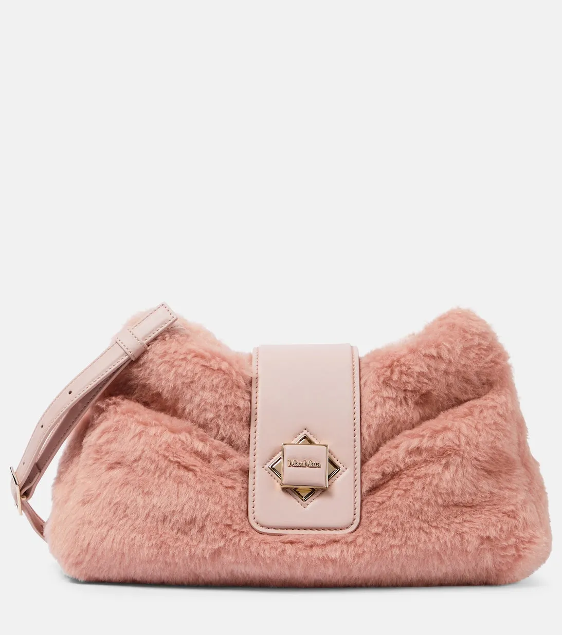 Cuscino Plush Clutch with Max Mara Leather Trim, Pink