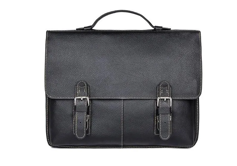 Designer Black Leather Laptop Bag Briefcase