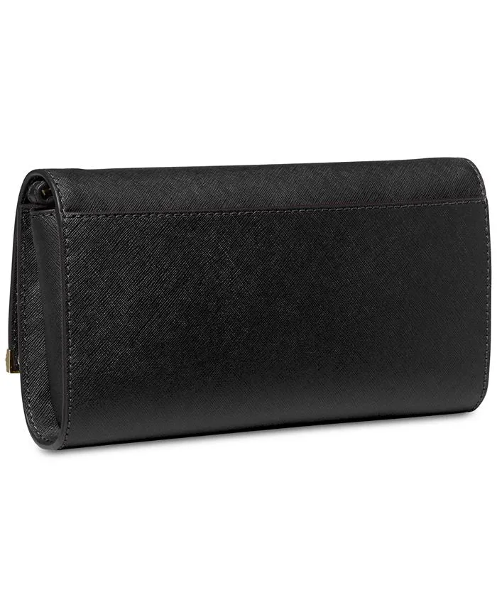 East West Michael Kors Large Leather Clutch, Black