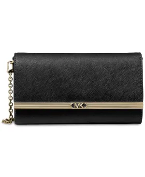 East West Michael Kors Large Leather Clutch, Black