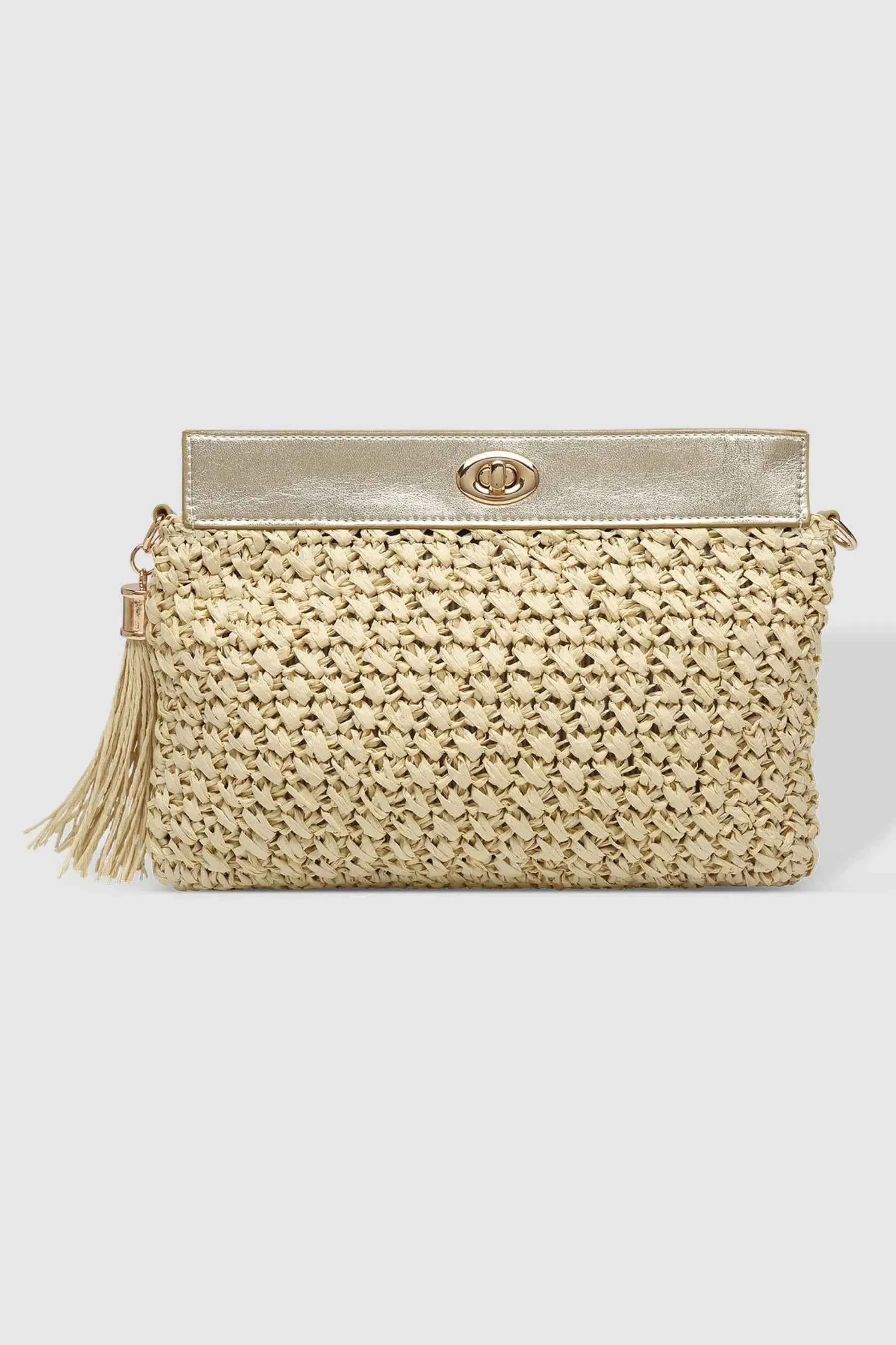 Fern Raffia Clutch | Champagne