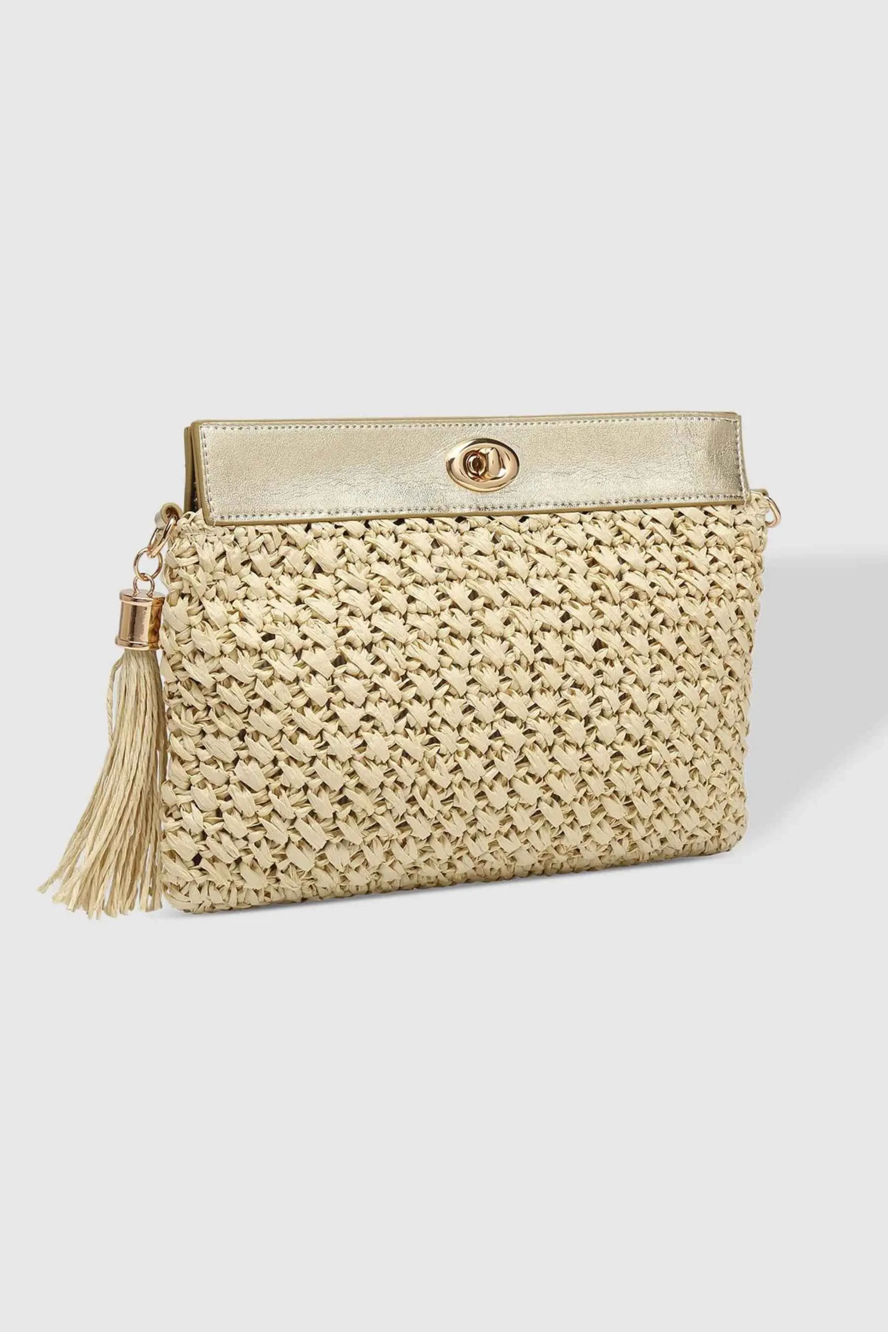 Fern Raffia Clutch | Champagne