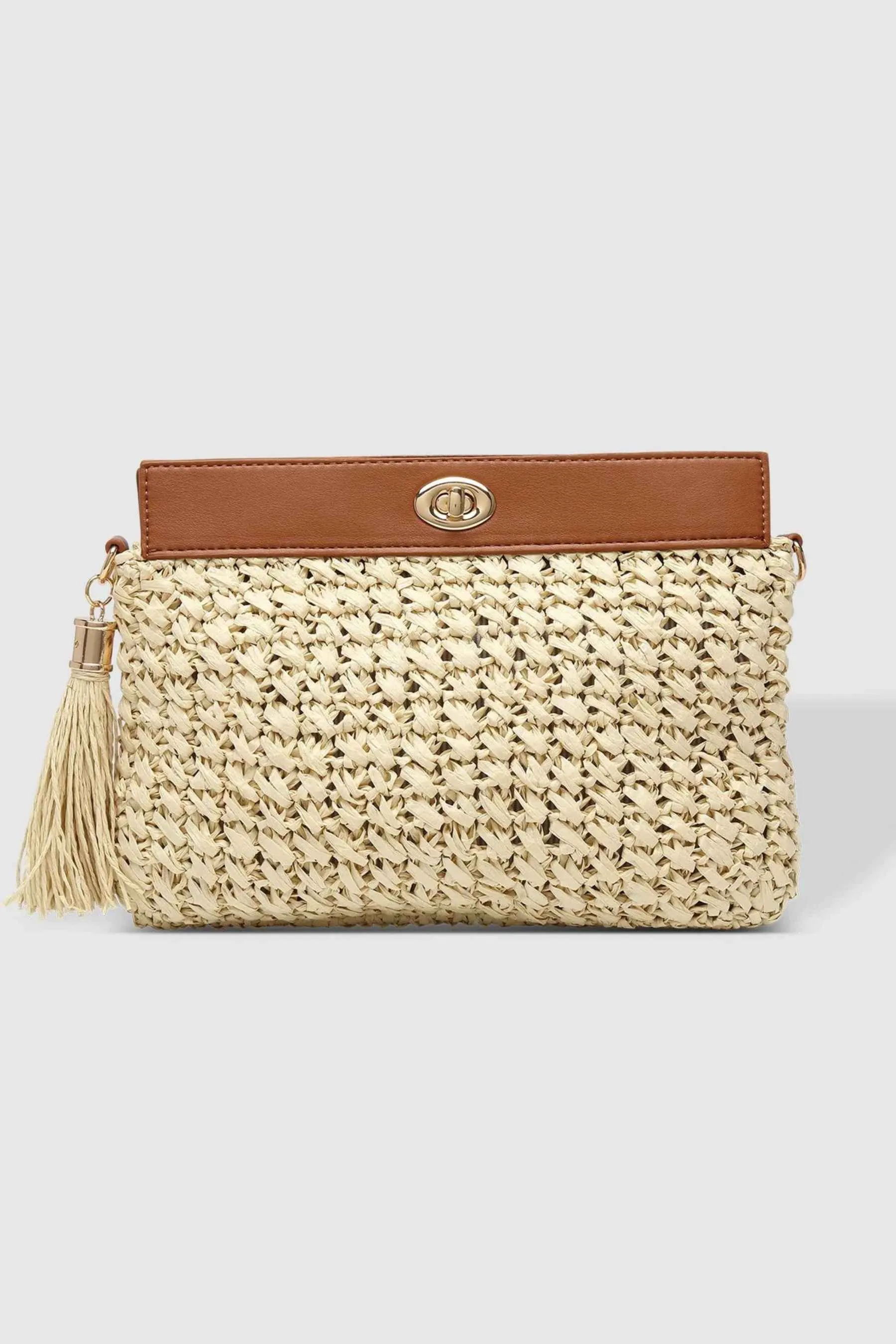 Fern Raffia Clutch | Tan