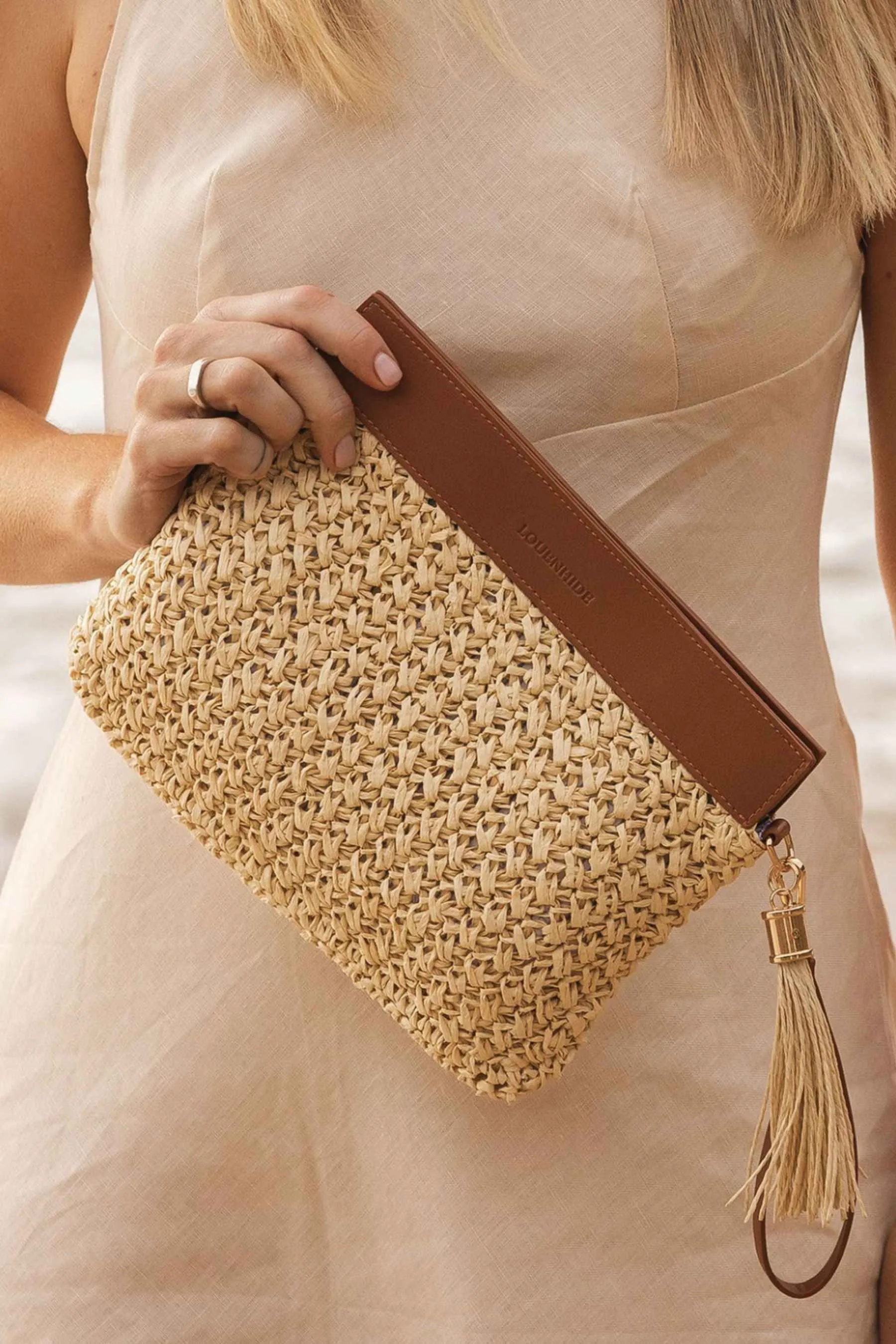 Fern Raffia Clutch | Tan