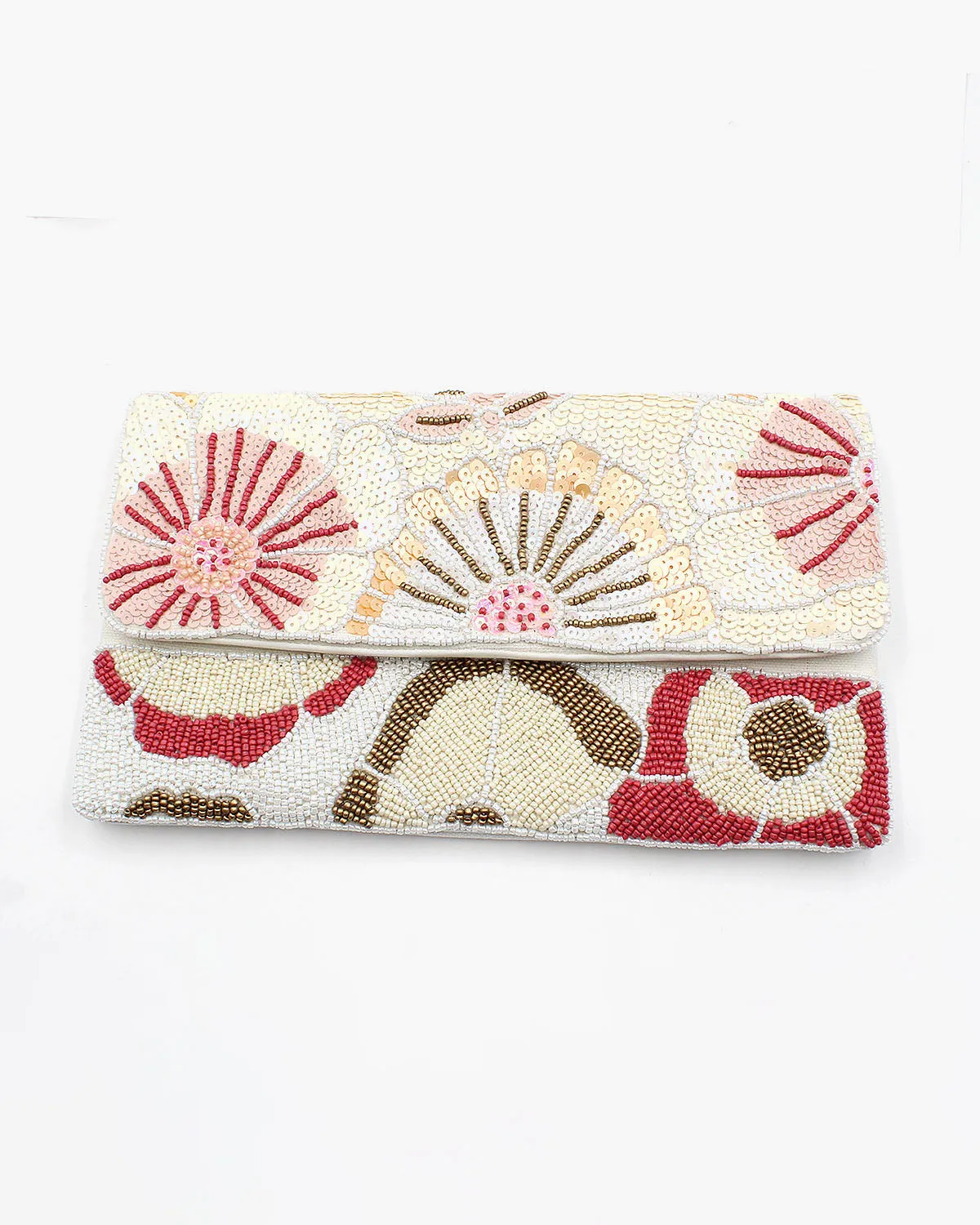 Floral Pink Beaded Clutch Bag