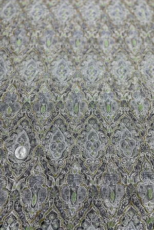 Forest Green Gold Beading on Gray