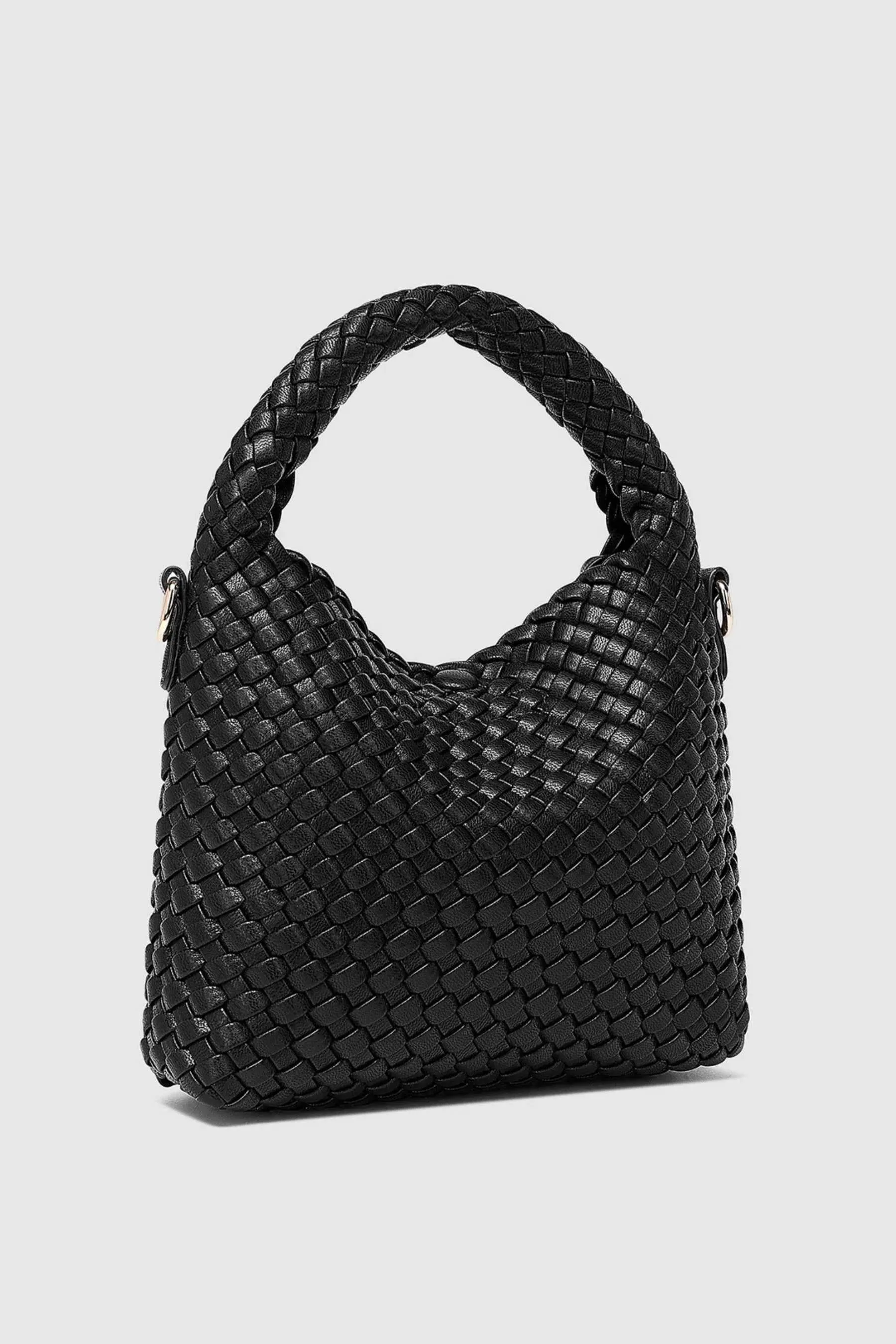 Gabby Mini Woven Shoulder Bag | Black