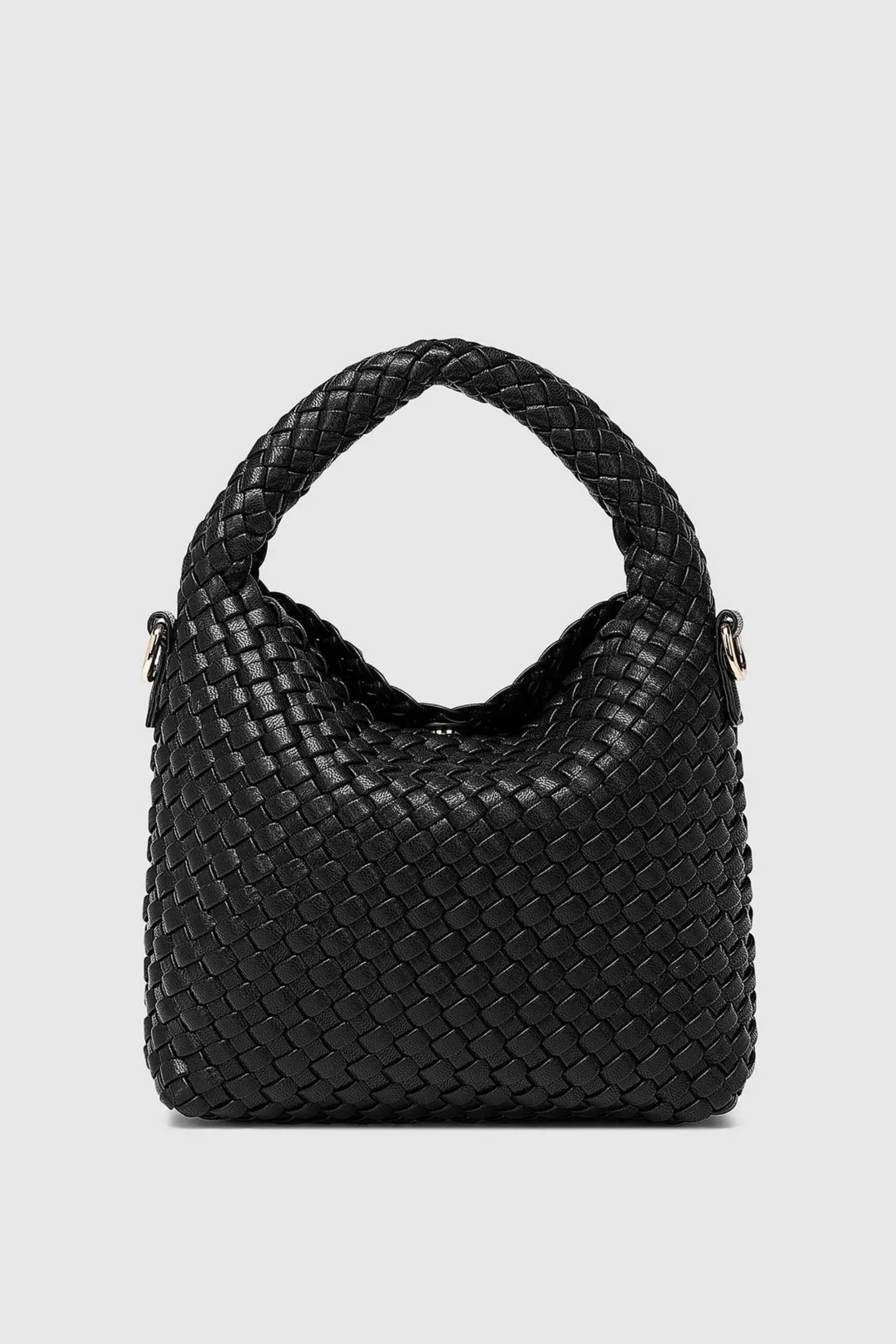 Gabby Mini Woven Shoulder Bag | Black