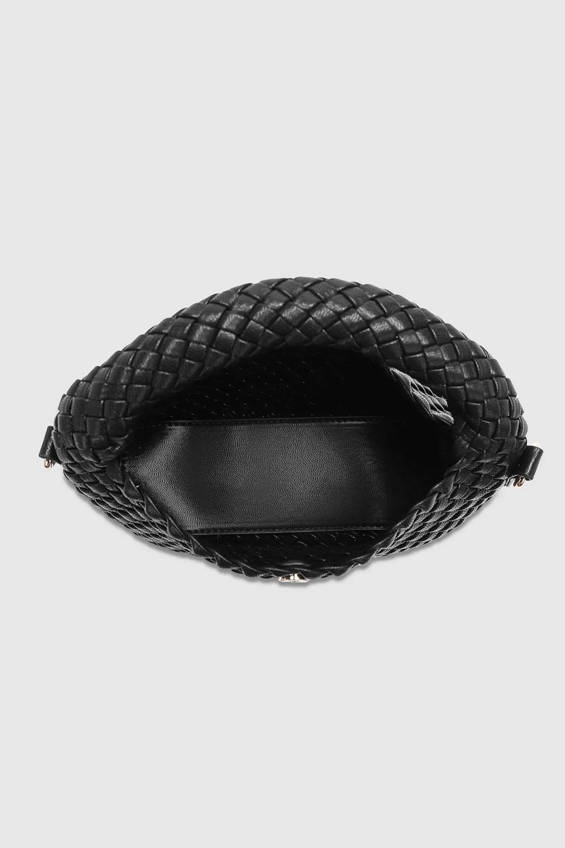 Gabby Mini Woven Shoulder Bag | Black