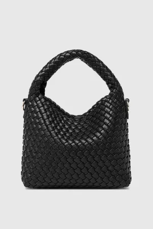 Gabby Mini Woven Shoulder Bag | Black