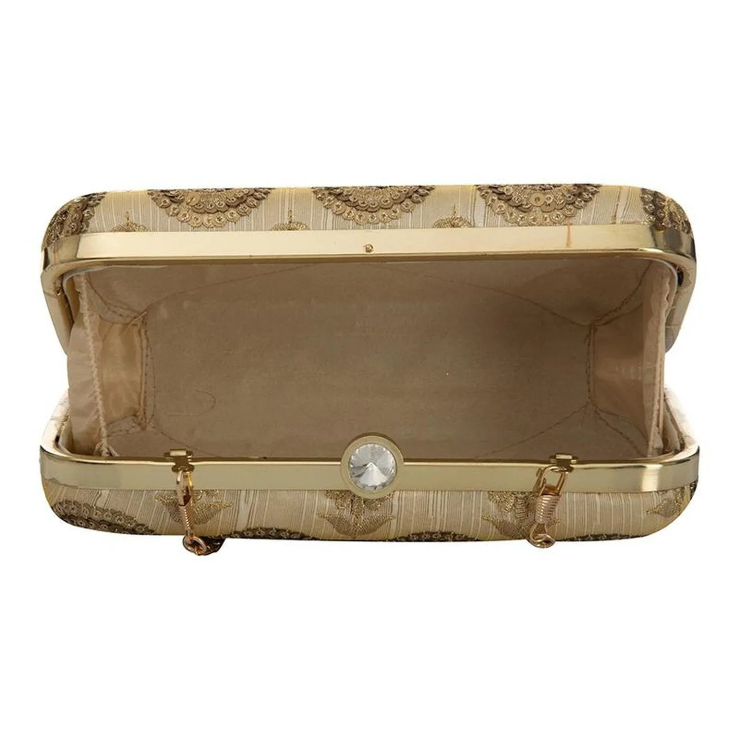 Golden Beige Handcrafted Party wear clutches for wedding