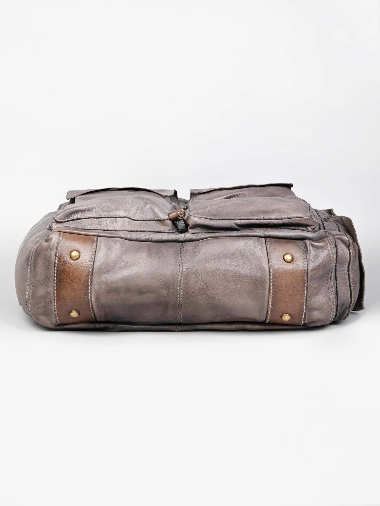 Grey Leather Laptop Bag