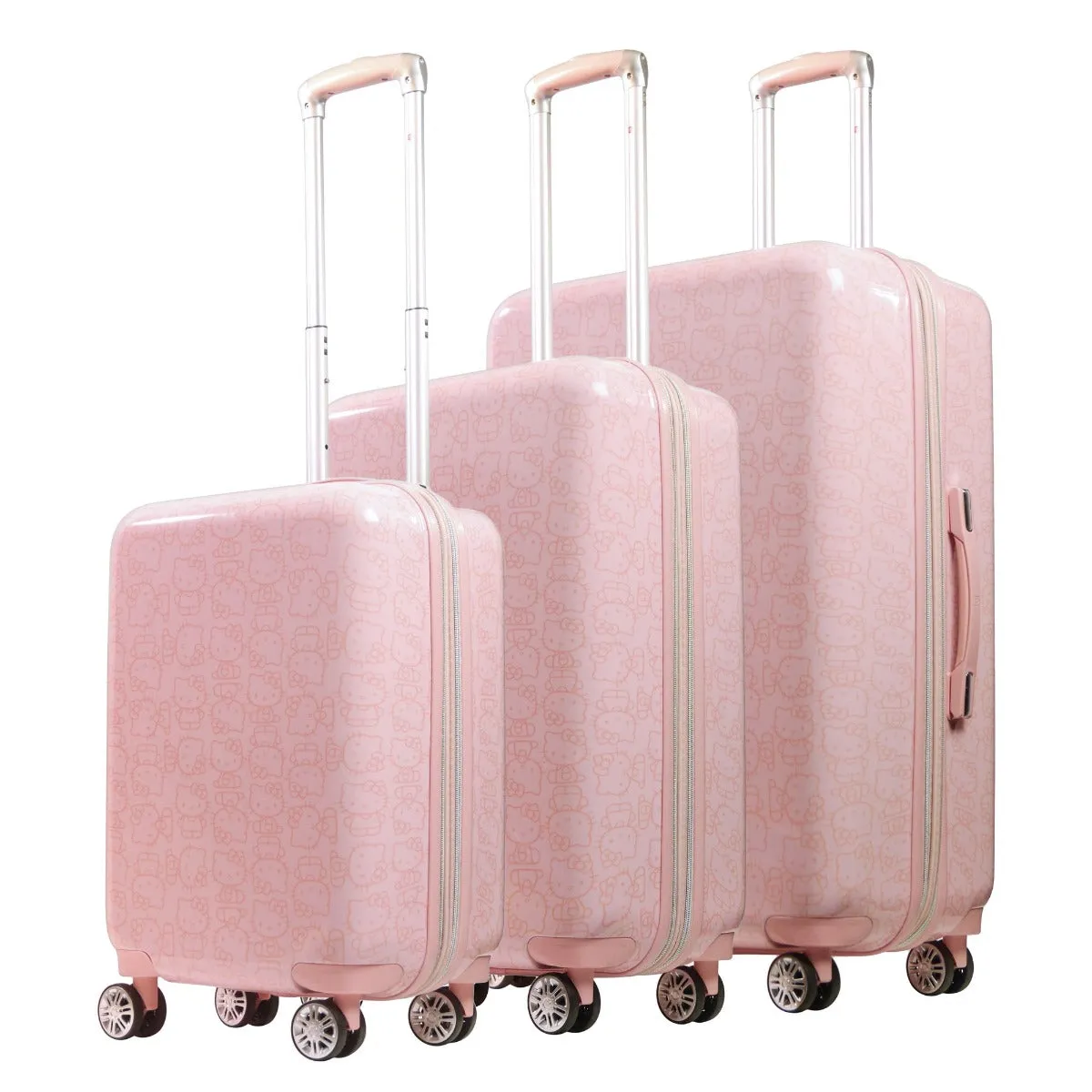 Hello Kitty Pose All Over 3 pc Spinner Luggage Set - Pink