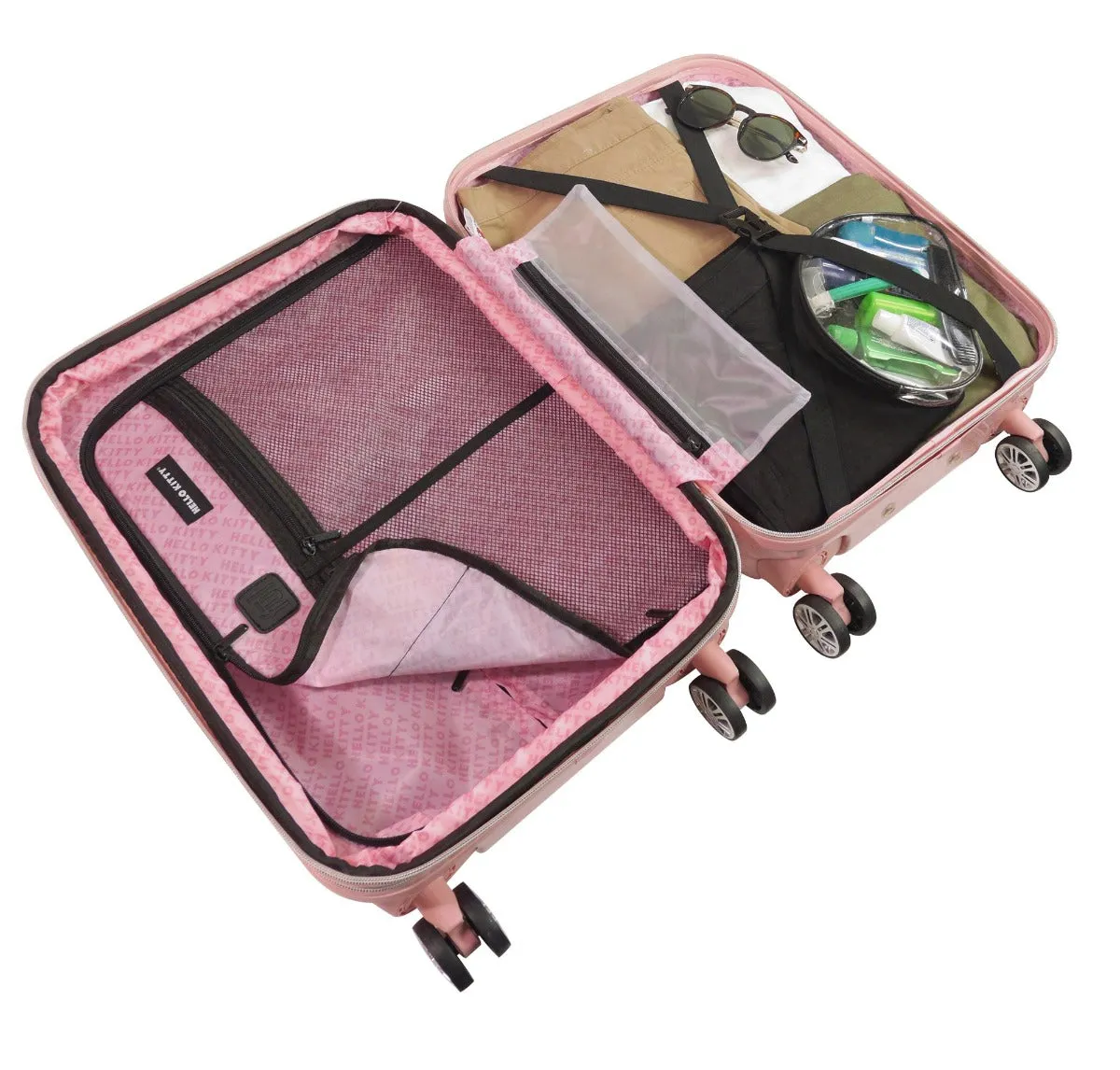 Hello Kitty Pose All Over 3 pc Spinner Luggage Set - Pink