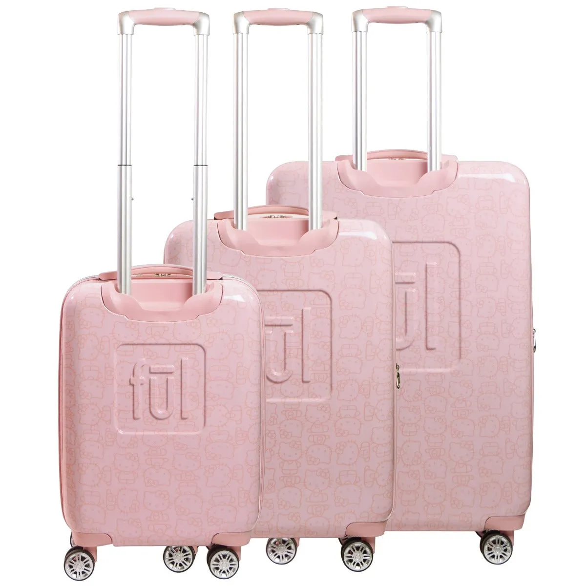 Hello Kitty Pose All Over 3 pc Spinner Luggage Set - Pink