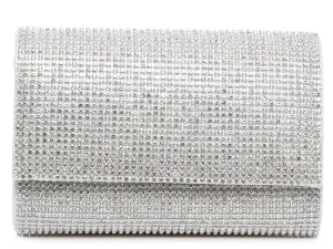 Kelly & Katie Jeweled Clutch, Metallic Silver