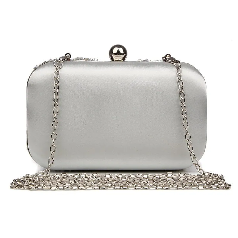 Luxy Moon Beaded Clutch Purse Silver Evening Bags