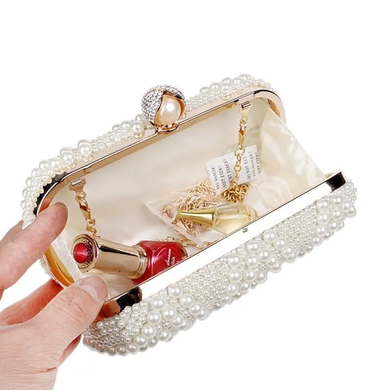 Luxy Moon Beaded Evening Bags Artificial Pearls Clutches