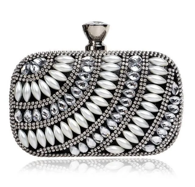 Luxy Moon Beaded Evening Clutches Pearl Diamonds Handbags