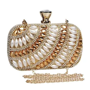 Luxy Moon Beaded Evening Clutches Pearl Diamonds Handbags