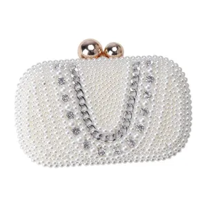 Luxy Moon Beige Design Beaded Wedding Party Clutch