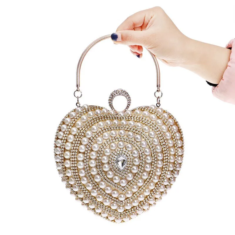 Luxy Moon Heart Shape Evening Clutch Bags Beaded