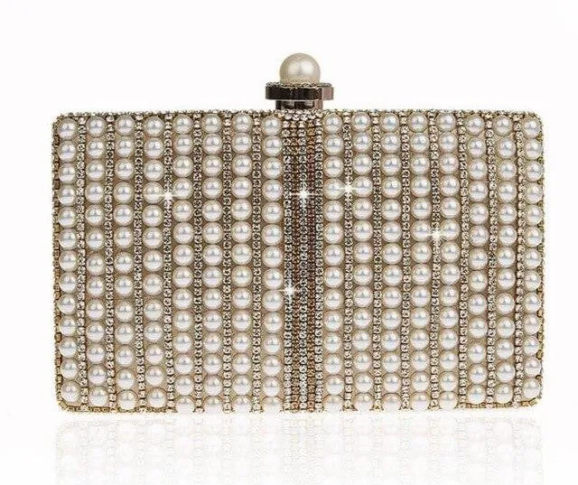 Luxy Moon Pearls Evening Bags Full Dress Embroidery Clutch