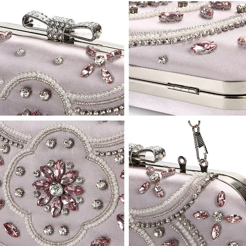 Luxy Moon Pink Evening Bags Crystal Rhinestone Clutch