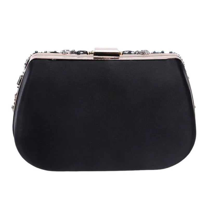 Luxy Moon Rhinestone Evening Bags Black Diamond Beaded Clutches