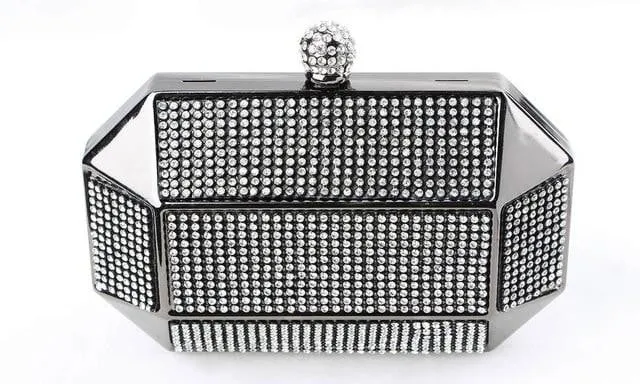 Luxy Moon Rhinestone Evening Bags Luxury Iron Box Clutch