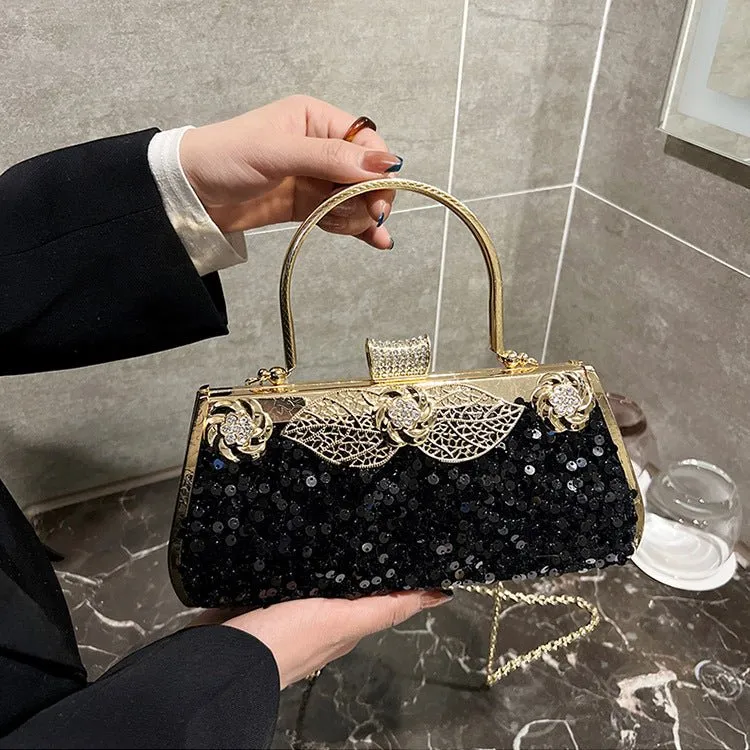 Luxy Moon Sequined Banquet Evening Bag with Handle