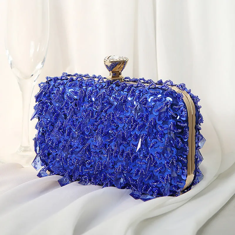 Luxy Moon Square Exquisite Beaded Sequin Evening Clutch