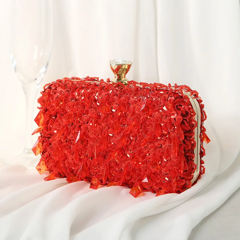 Luxy Moon Square Exquisite Beaded Sequin Evening Clutch