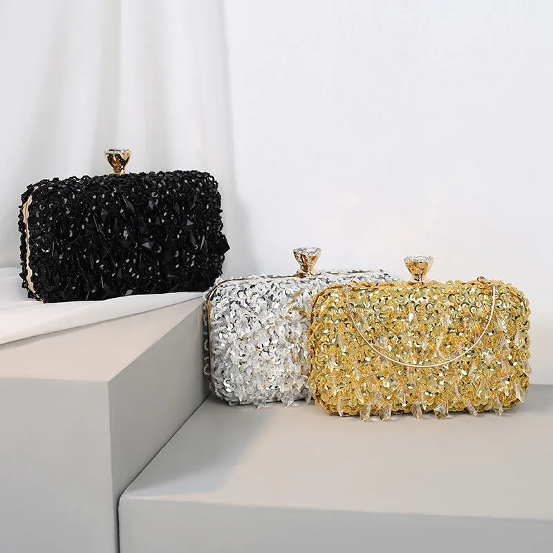 Luxy Moon Square Exquisite Beaded Sequin Evening Clutch