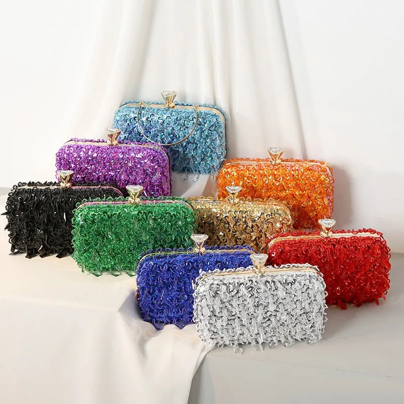 Luxy Moon Square Exquisite Beaded Sequin Evening Clutch