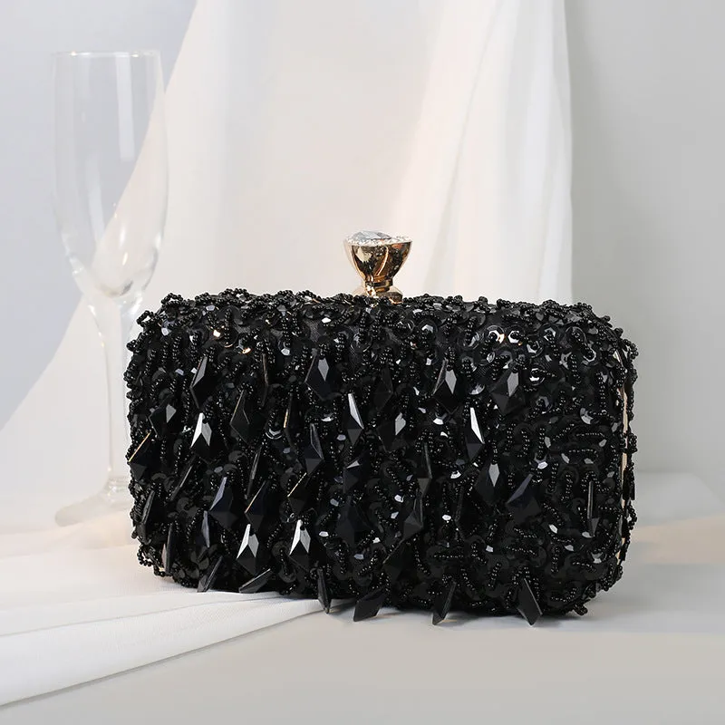 Luxy Moon Square Exquisite Beaded Sequin Evening Clutch