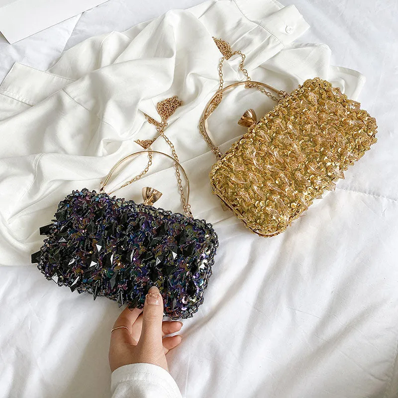 Luxy Moon Square Exquisite Beaded Sequin Evening Clutch