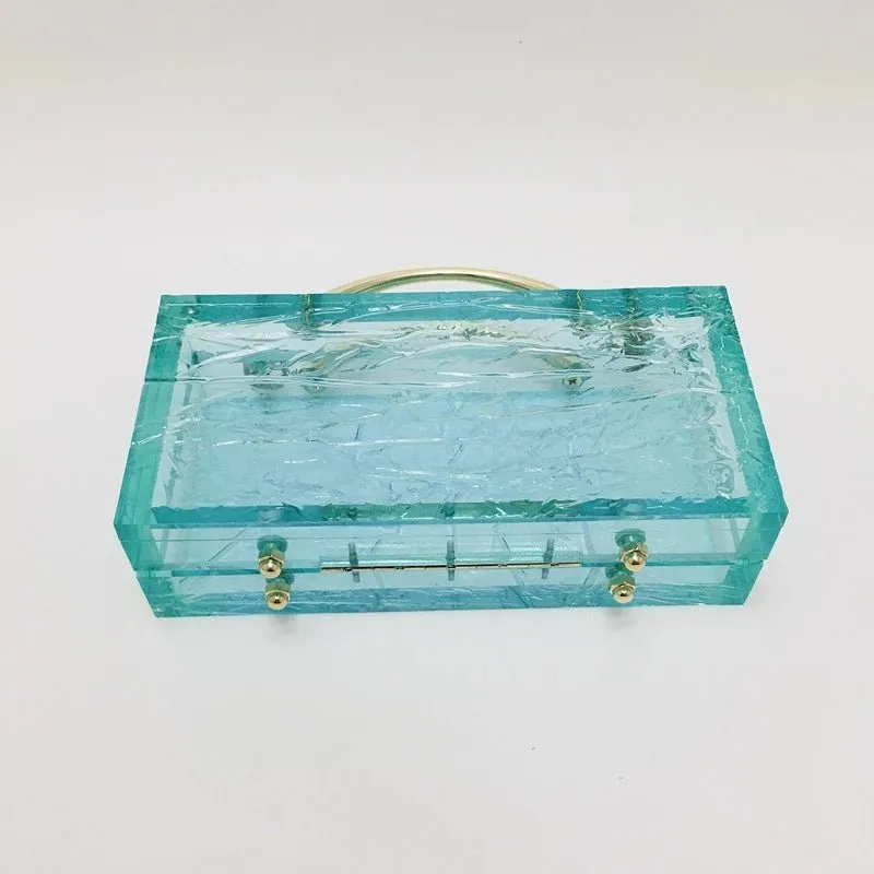 Luxy Moon Transparent Acrylic Women Lake Blue Summer Evening Wedding Party Clutch Purse Handbag