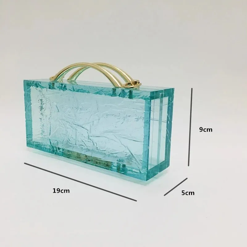 Luxy Moon Transparent Acrylic Women Lake Blue Summer Evening Wedding Party Clutch Purse Handbag