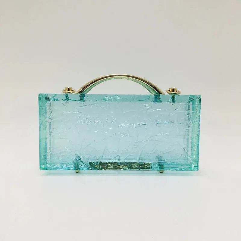 Luxy Moon Transparent Acrylic Women Lake Blue Summer Evening Wedding Party Clutch Purse Handbag